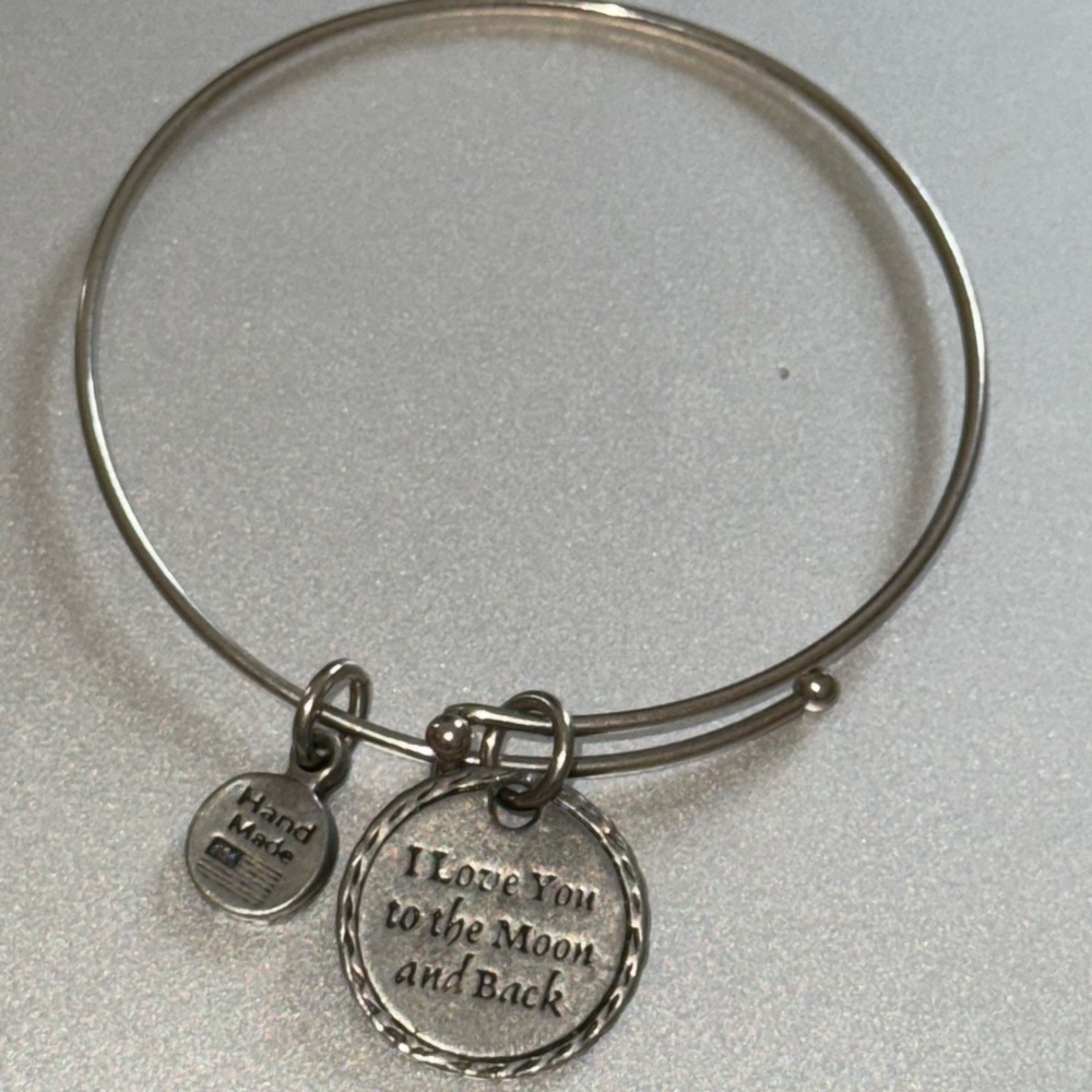 Silver Bangle Bracelet with Charms